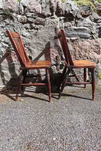 Victorian Scottish Vernacular Francis East & Co. Pair of Windsor Side Chairs c.1880-1895