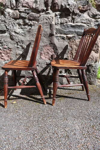 Victorian Scottish Vernacular Francis East & Co. Pair of Windsor Side Chairs c.1880-1895