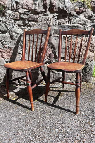 Victorian Scottish Vernacular Francis East & Co. Pair of Windsor Side Chairs c.1880-1895