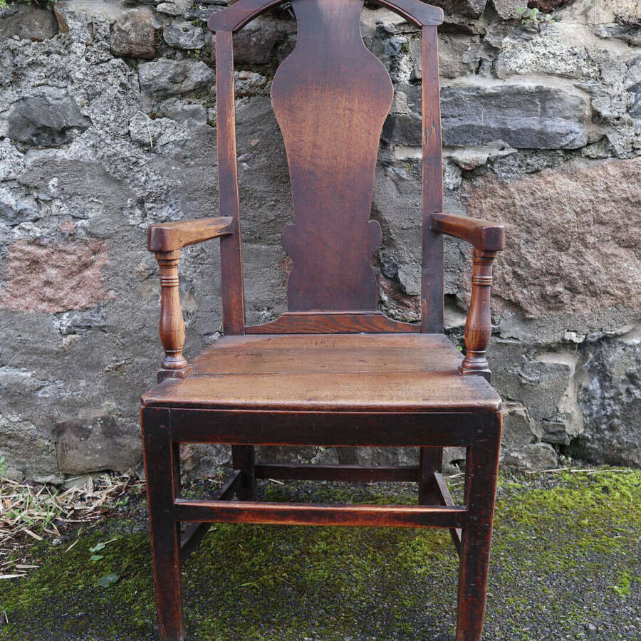 Early 19th Century Scottish vernacular tall-backed oak armchair