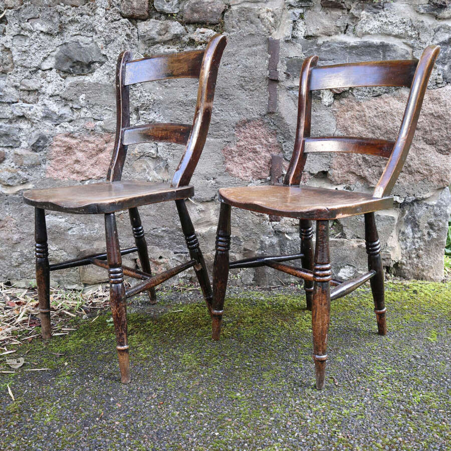 Victorian Scottish vernacular Pair of Oxford Windsor chairs 1890-1910.