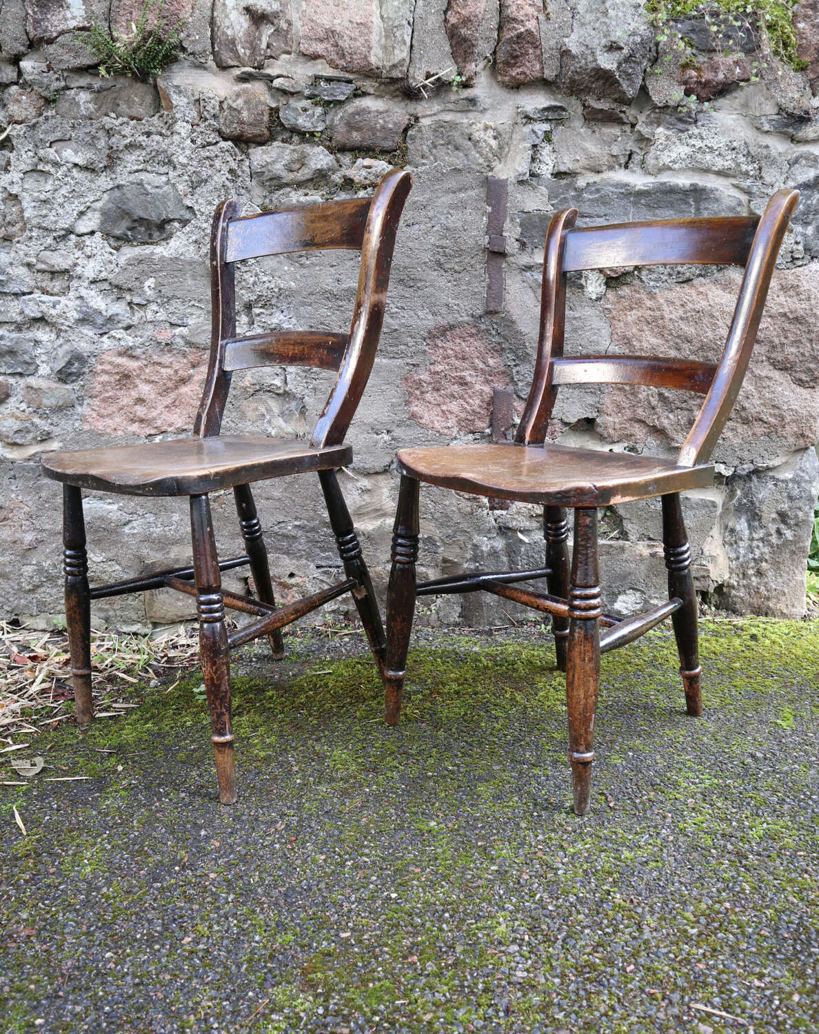 Victorian Scottish vernacular Pair of Oxford Windsor chairs 1890-1910.