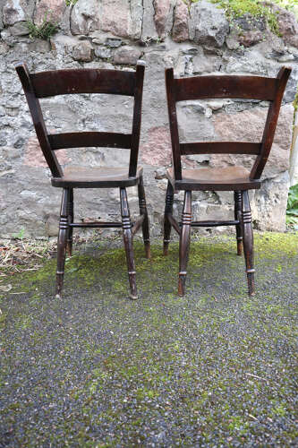 Victorian Scottish vernacular Pair of Oxford Windsor chairs 1890-1910.