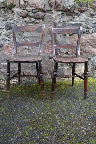 Victorian Scottish vernacular Pair of Oxford Windsor chairs 1890-1910.