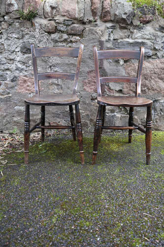 Victorian Scottish vernacular Pair of Oxford Windsor chairs 1890-1910.