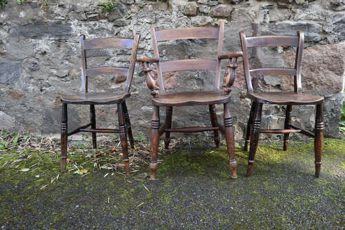 Victorian Scottish vernacular Pair of Oxford Windsor chairs 1890-1910.