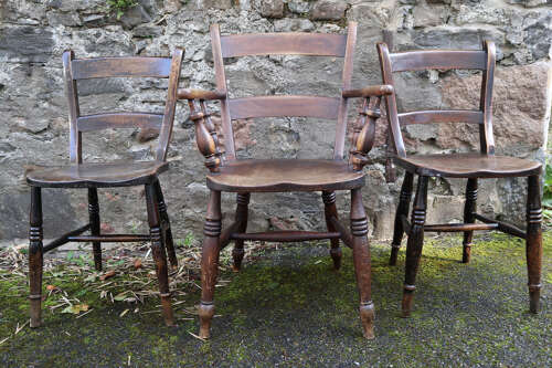Victorian Scottish vernacular Pair of Oxford Windsor chairs 1890-1910.