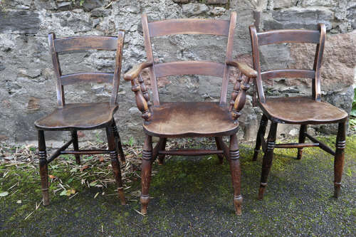 Victorian Scottish vernacular Pair of Oxford Windsor chairs 1890-1910.