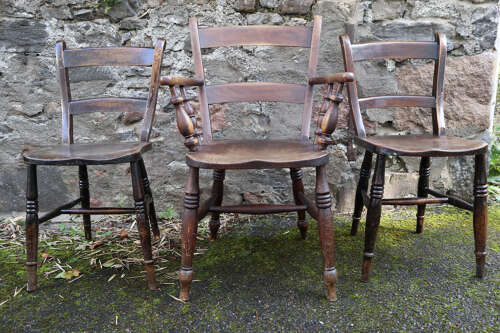 Victorian Scottish vernacular Pair of Oxford Windsor chairs 1890-1910.